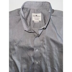 Oak Hill Dress Shirt Mens 18.5 34/35 Grey‎ Classic Fit Non-Iron Button Down